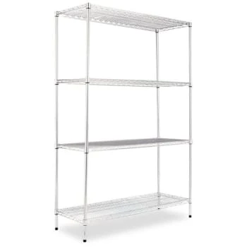 Alera® Industrial Heavy-Duty Wire Shelving Starter Kit, 4-Shelf, Silver, 48"x72"