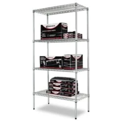 Alera® Industrial Heavy-Duty Wire Shelving Starter Kit, 4-Shelf, Silver, 36"x72"