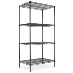 Alera Industrial Heavy-Duty Wire Shelving Starter Kit, 4-Shelf, 36w X 72h, Black