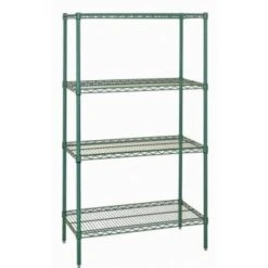 Quantum Storage Systems® 4-Shelf Starter Kit Proform Green Epoxy Wire Shelving 24x36x63 Inch