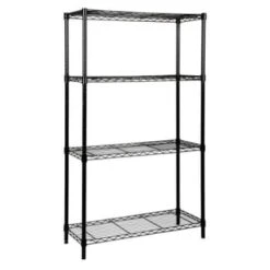 Quantum Storage Systems® 4-Shelf Starter Kit Black Epoxy Wire Shelving 18x42x74 Inch