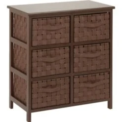 Honey-Can-Do 6-Drawer Woven Strap Chest Brown