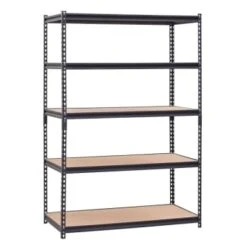 Muscle Rack 5-Tier Shelving Unit In Black, 48 In. W X 72 In. H X 24 In. D