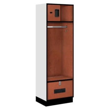 Salsbury IndustriesĀ® Cherry-Designer Wood Open Access Locker 6 Feet X 18 Inches