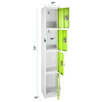 Adir Office 72 In. X 12 In. 4-Compartment Steel Key Lock Locker Green - Image 2