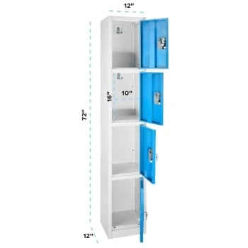 Adir Office 72 In. X 12 In. 4-Compartment Steel Locker Blue - Image 3