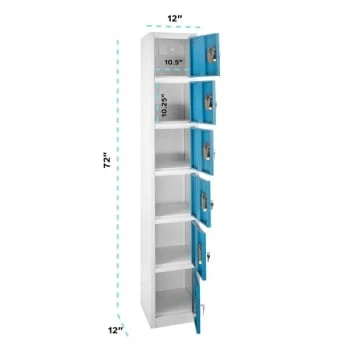 Adir Office 72 In. X 12 In. 6-Compartment Steel Locker Blu - Image 5