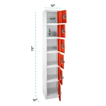 Adir Office 72 In. X 12 In. 6-Compartment Steel Locker Rd - Image 5