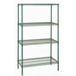 Quantum Storage Systems 4-Shelf Wire Shelving Unit, 18x30x72, Poly Green Epoxy