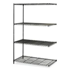 Safco 4-Shelf Industrial Add-On Unit, 48"w X 24"d X 72"h, Black