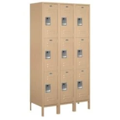 Salsbury IndustriesĀ® Tan-Triple Tier Standard Metal Locker-6 Feet X 18 Inches