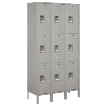 Salsbury IndustriesĀ® Gray-Triple Tier-Standard Metal Locker 6 Feet X 15 Inches