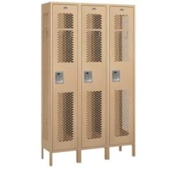 Salsbury IndustriesĀ® Tan Single Tier Vented Metal Locker 6 Feet X 15 Inches