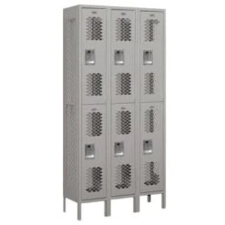 Salsbury Industries® Gray Double Tier Vented Metal Locker 6 Feet Highx12 Inches