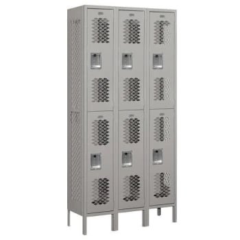 Salsbury IndustriesĀ® Gray Double Tier Vented Metal Locker 6 Feet Highx12 Inches