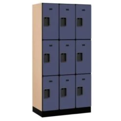 Salsbury Industries® Blue Triple Tier-Wood Locker 6 Feet High X 18 Inches