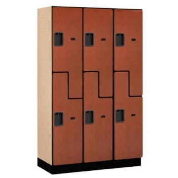 Salsbury IndustriesĀ® Cherry-Double Tier S Style-Wood Locker 6 Feet X 18 Inches