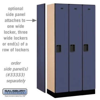 Salsbury IndustriesĀ® Blue 12 Inch Single Tier-Wood Locker 6 Feet X 18 Inches - Image 3