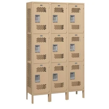 Salsbury IndustriesĀ® Tan-Triple Tier Vented Metal Locker 6 Feet X 15inches
