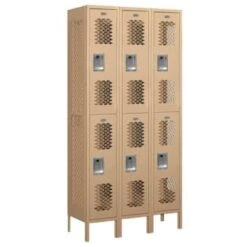 Salsbury IndustriesĀ® Tan-Double Tier Vented Metal Locker-6 Feet X 15 Inches