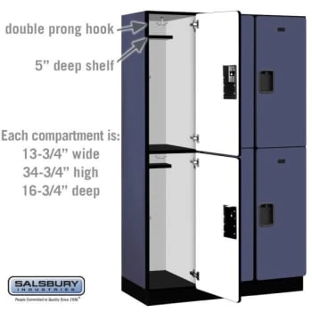 Salsbury Industries® Blue-Double Tier Designer Wood Locker 6 Feet X 18 Inches - Image 4