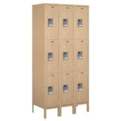 Salsbury Industries® Triple Tier-Tan-Standard Metal Locker 6 Feet X 18 Inches