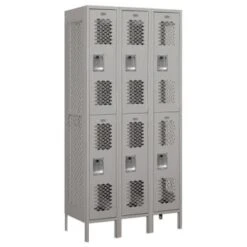 Salsbury Industries® Gray- Double Tier Vented Metal Locker 6 Feet X 18 Inches