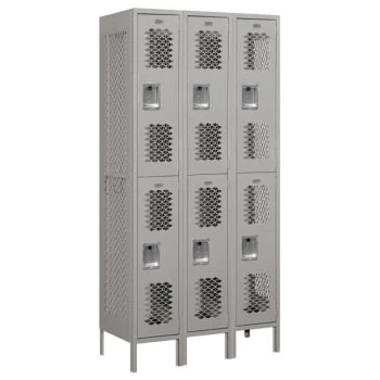Salsbury IndustriesĀ® Gray- Double Tier Vented Metal Locker 6 Feet X 18 Inches