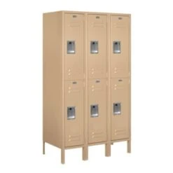 Salsbury IndustriesĀ® Tan-Double Tier Standard Metal Locker 5 Feet X 18 Inches