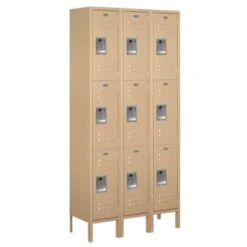 Salsbury IndustriesĀ® Tan-Triple Tier Standard Metal Locker-6 Feet X 12 Inches