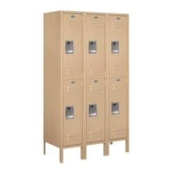 Salsbury IndustriesĀ® Tan-Double Tier Standard Metal Locker 5 Feet X 15 Inches