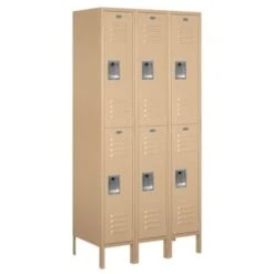 Salsbury IndustriesĀ® Tan-Double Tier Standard Metal Locker 6 Feetx18 Inches