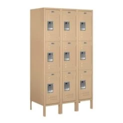 Salsbury Industries® Tan-Triple Tier Standard Metal Locker-5 Feet X 18 Inches