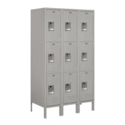 Salsbury Industries® Gray-Triple Tier Standard Metal Locker-5 Feet X 18 Inches