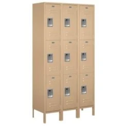 Salsbury IndustriesĀ® Triple Tier-Tan-Standard Metal Locker 6 Feet X 15 Inches