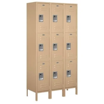 Salsbury IndustriesĀ® Triple Tier-Tan-Standard Metal Locker 6 Feet X 15 Inches