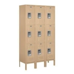 Salsbury IndustriesĀ® Tan-Triple Tier Standard Metal Locker 5 Feet X 12inches