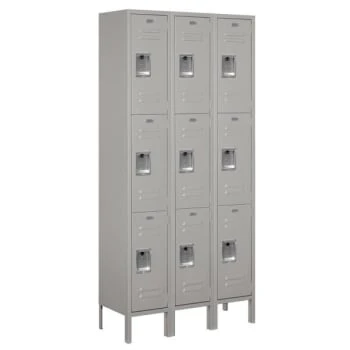 Salsbury Industries® Gray- Triple Tier Standard Metal Locker 6 Feet X 12 Inches