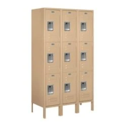 Salsbury IndustriesĀ® Tan- Triple Tier Standard Metal Locker 5 Feet X 15 Inches