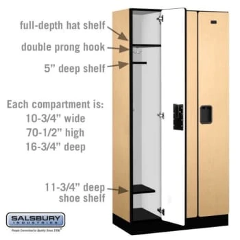 Salsbury IndustriesĀ® Maple 12 Inch Wide-Designer Wood Locker 6 Feet X 18 Inches - Image 4