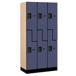 Salsbury IndustriesĀ® Blue Double Tier S Style Wood Locker 6 Feet X 18 Inches