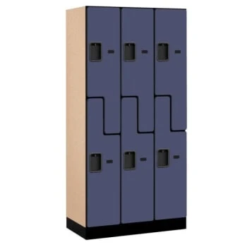 Salsbury IndustriesĀ® Blue Double Tier S Style Wood Locker 6 Feet X 18 Inches