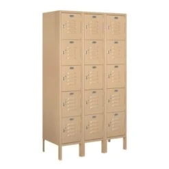 Salsbury IndustriesĀ® Tan Five Tier Box-Standard Metal Locker 5 Feet X 15 Inches