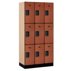 Salsbury Industries® Cherry-Triple Tier Designer Wood Locker 6 Feet X 18 Inches