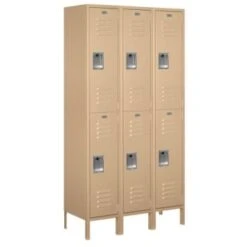 Salsbury Industries® Tan Double Tier Standard Metal Locker-6 Feet X 15 Inches