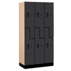 Salsbury IndustriesĀ® Black-Double Tier S Style-Wood Locker 6 Feet X 18 Inches