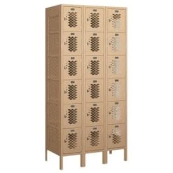 Salsbury Industries® Tan-Six Tier Box Vented Metal Locker 6 Feetx18 Inches
