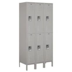 Salsbury Industries® Gray- Double Tier Standard Metal Locker 6 Feet X 18 Inches