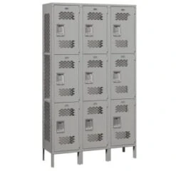 Salsbury IndustriesĀ® Triple Tier-Gray-Vented Metal Locker 6 Feet X 15 Inches