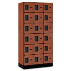 Salsbury Industries® Six Tier Locker, Cherry Wood, 3 Wide
